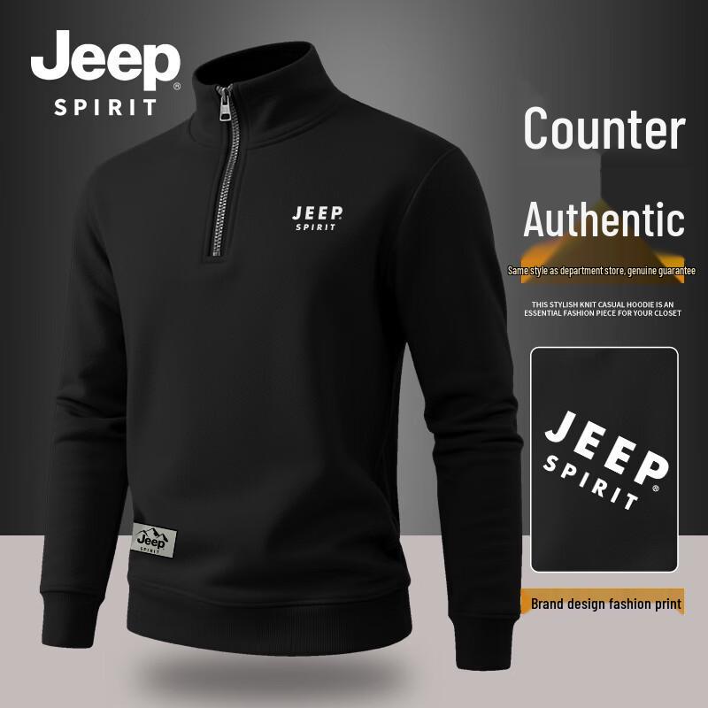 JEEP SPIRIT Men s Half-Zip Stand-Collar Sweatshirt L