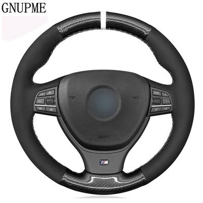 Schwarzes Wildleder, schwarze Kohlefaser-Lenkradabdeckung für BMW 5 Series 520i 528i F10 F11 F07 2009-2017 M5 F10 2011-2013