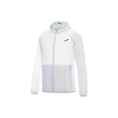 LiNing Running Series Color Block Zip s kapucňou Dlhý rukáv Bunda Pánska Bunda Biela AFDT183-4
