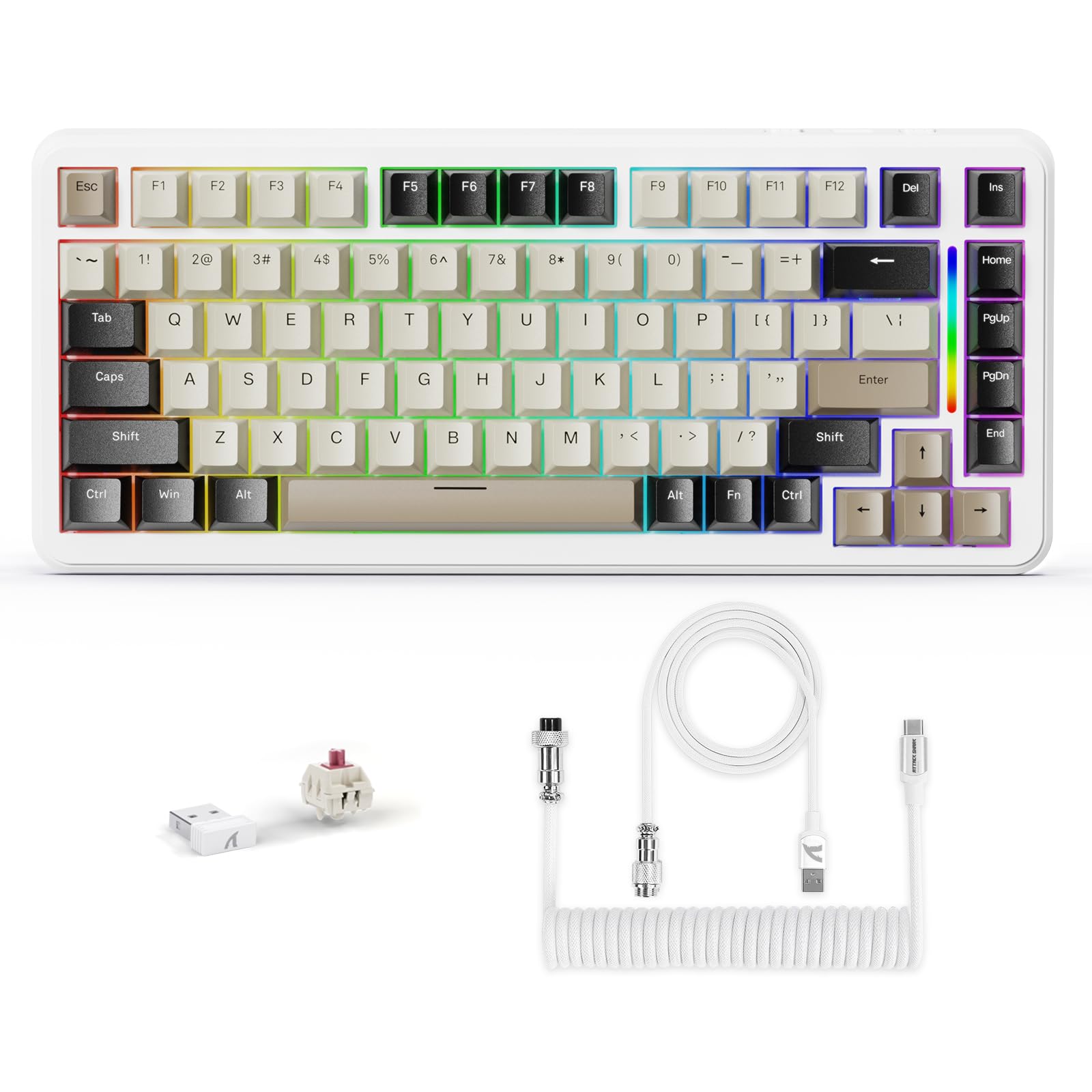 

ATTACK SHAKR M86 82 Key Layout Gasket Mount Mechanical Keyboard Wireless Double Layer Black Oil Single Key Slot PCB Board 5 Layer Pad HIFI Sound 3