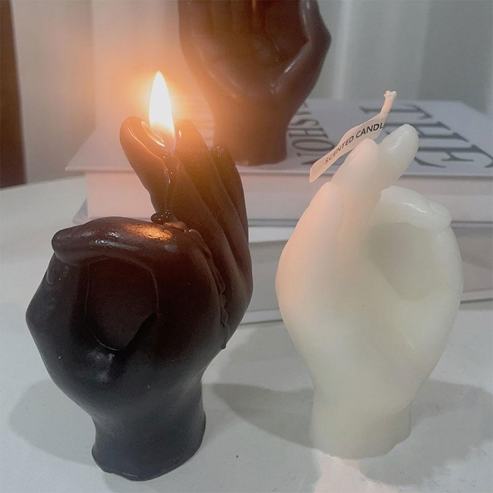 OK Gesture Finger Scented Candle Soy Wax Long Lasting Candle Aromatherapy Hand Gesture Candles for Home Bedroom Holiday Supplies