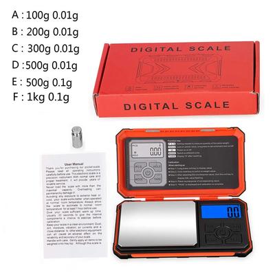 Digital Pocket Scale 100/200/300/500/1000g Jewelry Gram Scale 7 Units Conversion Calibration Weight Electronic Scale