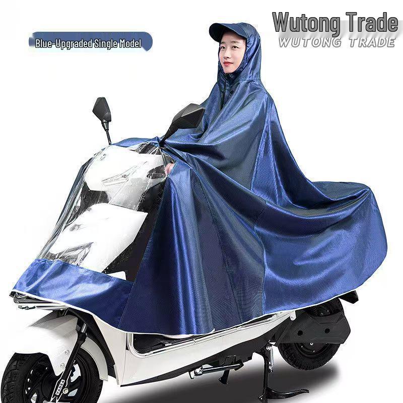 Electric Vehicle Motorcycle Raincoat - Anti-Heavy Rain, Enlarged, Thickened, Jacquard, for Single/Double Person with Leg Cover, Unisex