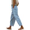 Women's Fashion Baggy Pants With Pocket Slim Breathable Lace Edge Color Retro Casual Pants