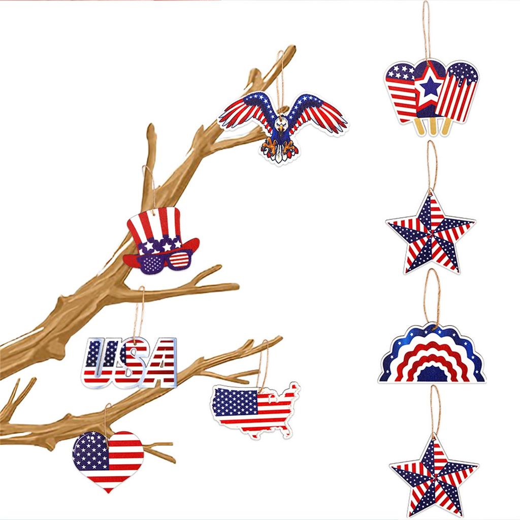 Wooden crafts, American Independence Day pendants, USA pentagram ornaments, themed party decorations, pendants