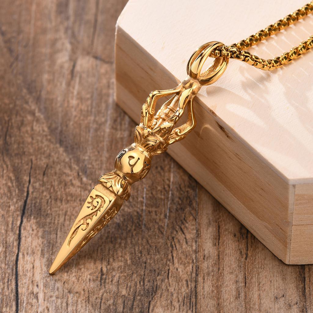 Vnox Herren Rock Punk Tibetisch Buddhistischer Schutz Halsketten, Edelstahl Vajra Schutzpatron Amulett Gebetskragen Schmuck