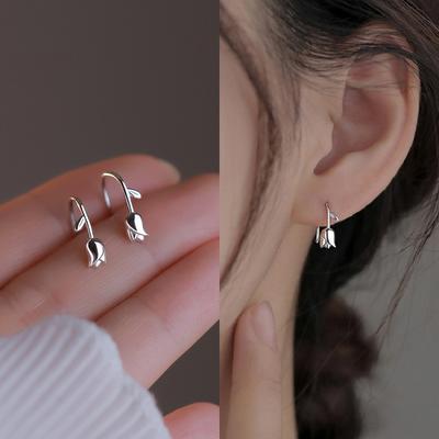 Fashion Silver Color Tulip Flower Stud Earrings for Women Girls Simple Unique Sweet Romantic Jewelry Party 2023 New Trend