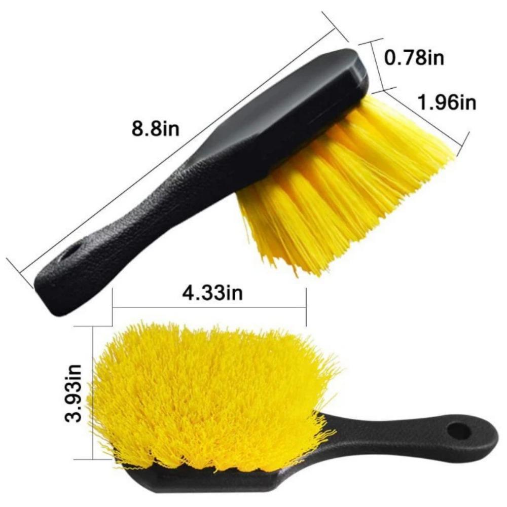 Short Handle Tire and Wheel Brush for Car Rim, Soft Bristles for Gentle Washing, Efficiently Cleans Tires