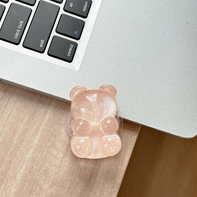 Color Pearl Glitter Bear Mobile Phone Airbag Bracket Magnetic Suction Magsafe Paste Creative Ring Lazy Women