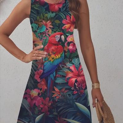 Summer Ladies 3D Printed Sleeveless Dress Fashion Versatile Breathable Trend Casual