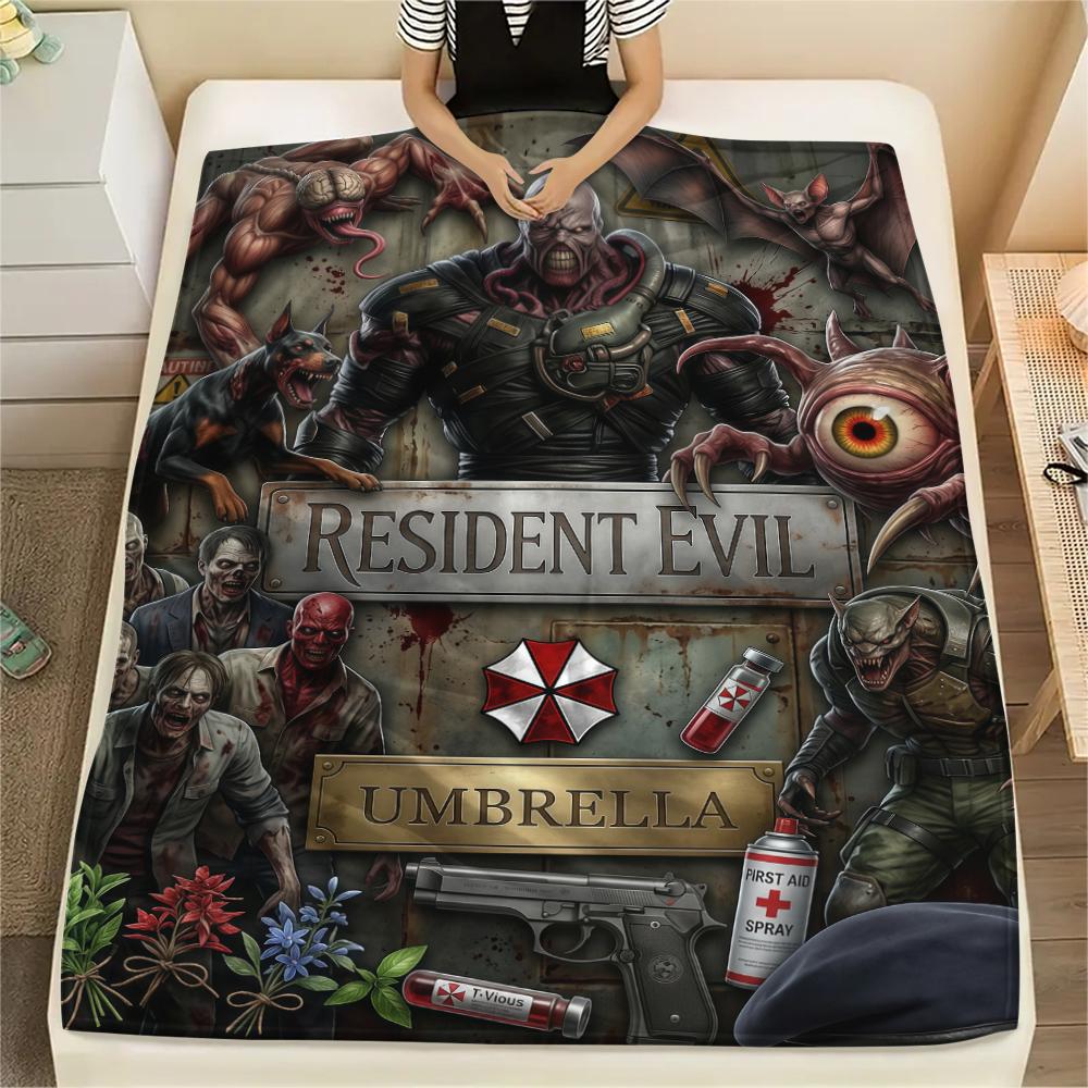 Resident Evil Survival Horror Art Set Flannel Blanket, Birthday & Holiday Gift, Soft Warm Throw for Home Decor.chl
