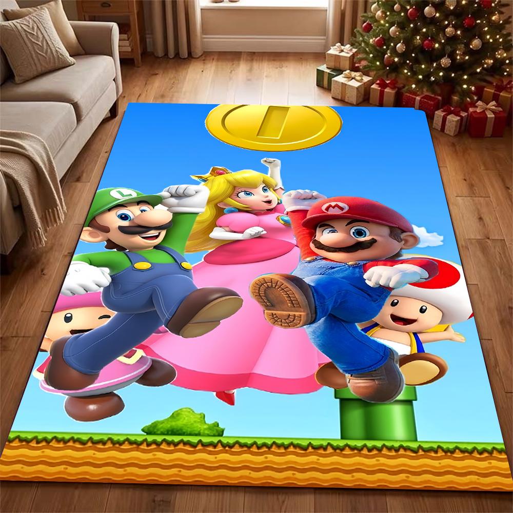 Mario Kart World Tour Theme Rug Allseason Carpet For Living Room Bedroom Office Home Decor Great Holiday Gift
