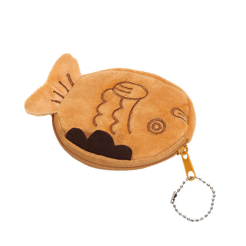 

Women Coin Fish Headphone Storage Bag Small Change Purse Sea Animal Wallets Coin Purse Plush Earphone коричневий