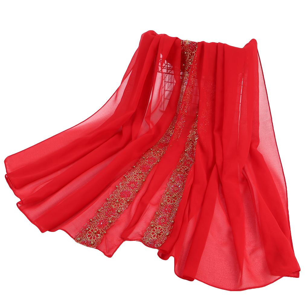 Women s Lace Chiffon Shawl, Elegant Embroidered Muslim Hijab, Modest Fashion Headscarf 80*175cm