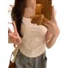 2026 Summer Women's Square Neck Contrast Stitching Short Sleeve Top - Slimming and Versatile