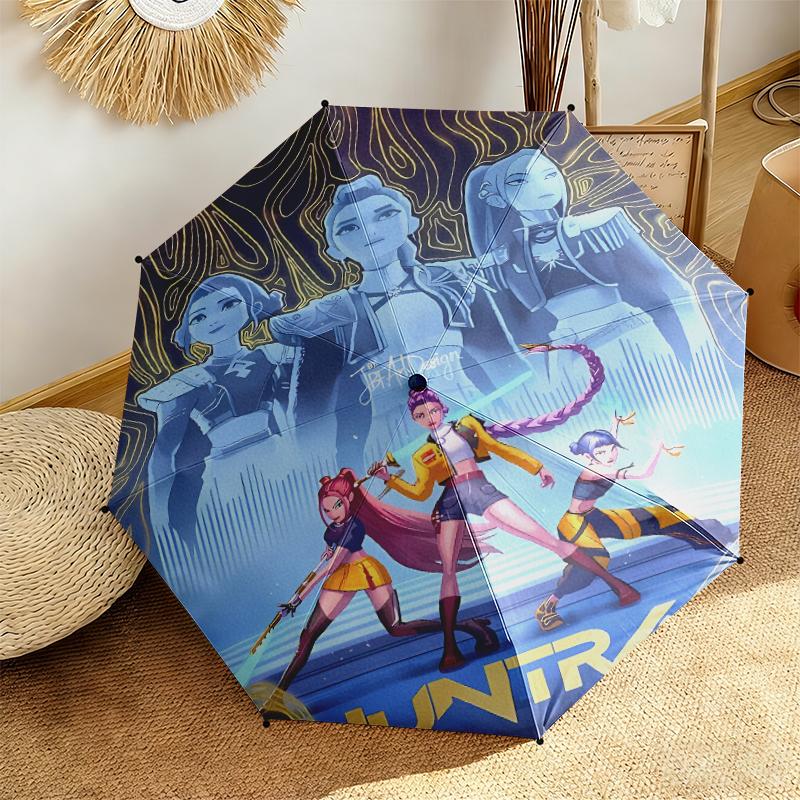 1pc K-Pop Devil Hunter Sweeps the Globe Umbrella Portable Folding Umbrella Iron Frame Hole Bone Structure Outdoor Home Umbrella