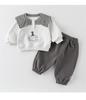 Boys' Stylish Spring/Autumn Korean Hoodie Two-Piece Set for Toddlers