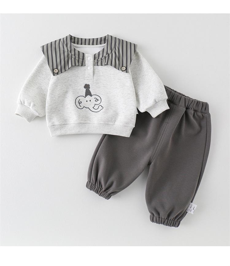 Boys' Stylish Spring/Autumn Korean Hoodie Two-Piece Set for Toddlers