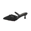High heels women's spring and summer new bag head half drag temperament pointed lace mesh stiletto slippers women