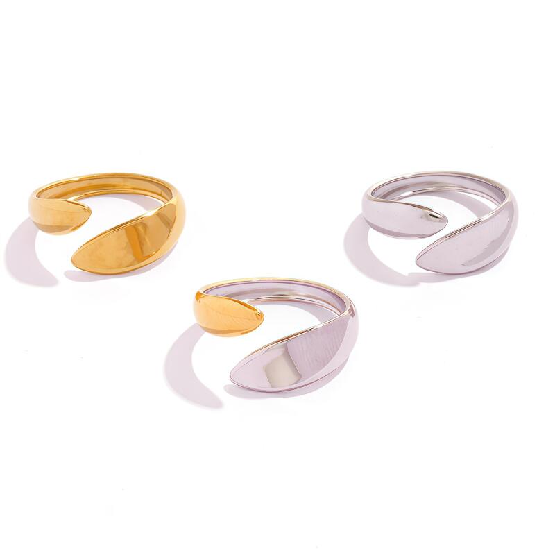 Stainless Steel Geometric Bright Surface Opening Rings for Women Men New Waterproof No Fading Rings Party Jewelry Accessories