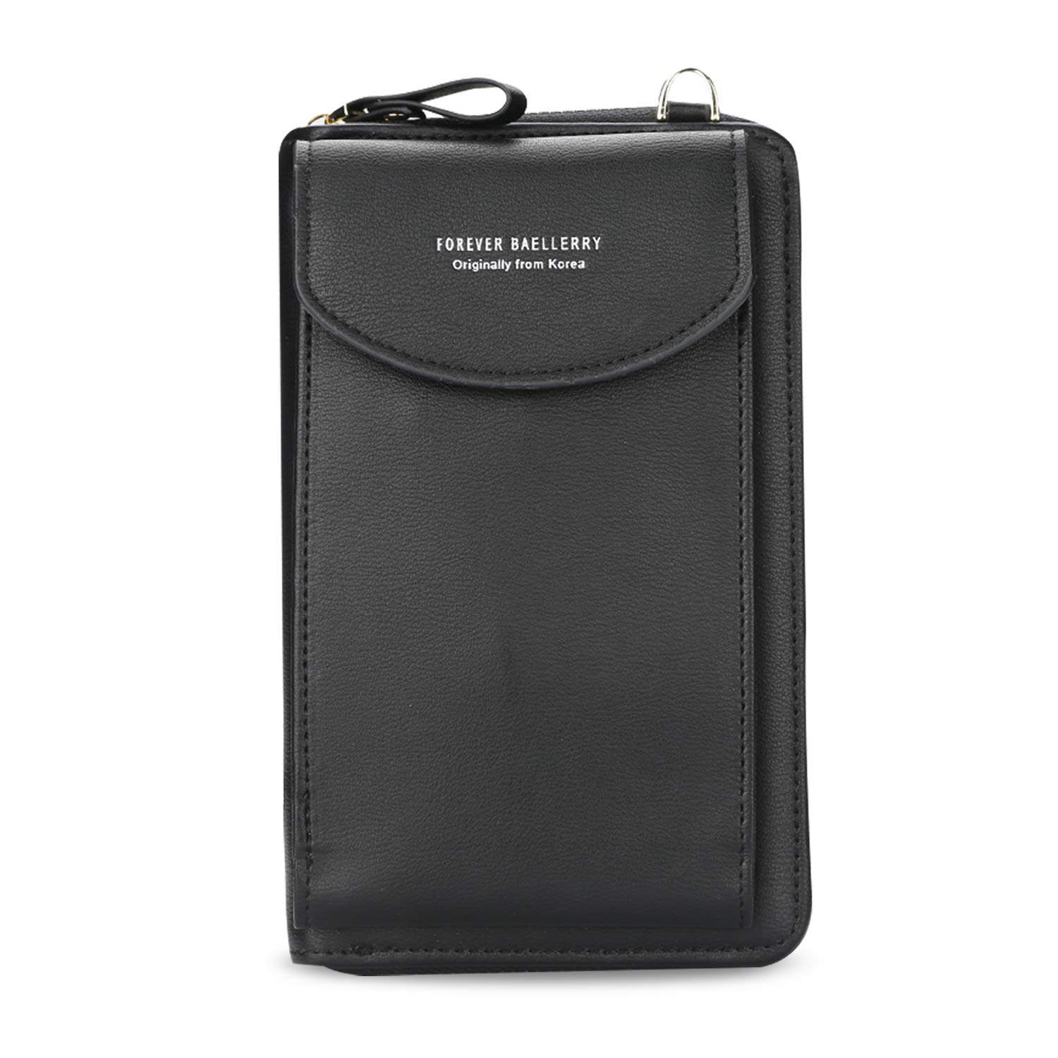 

Smartphone Pouch Wallet Shoulder Bag Waterproof PU 6 Inch Smartphone Storage 2 Layer Pochette Mini Crossbody Card Storage Large Capacity Cute Simple чорний