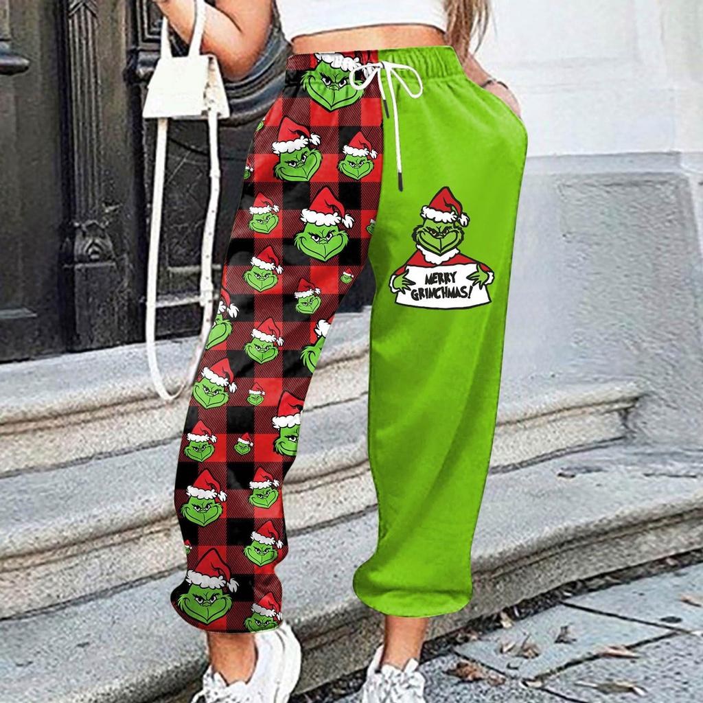 Women's Casual Fashion Christmas Printed Casual Sweatpants Elastic Waist Drawstring Pants
