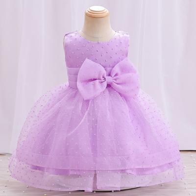 Girl's Gown Dresses 100 Days Banquet Baby Week Flower Girl Dresses Children's Puffy Bow Princess Dresses