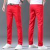 Baumwolle freizeithosen männer vier jahreszeiten modelle Schlank kleine gerade stretch rote jeans hosen