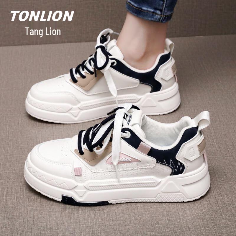 TonLion Women s Platform Casual White Sneakers 38