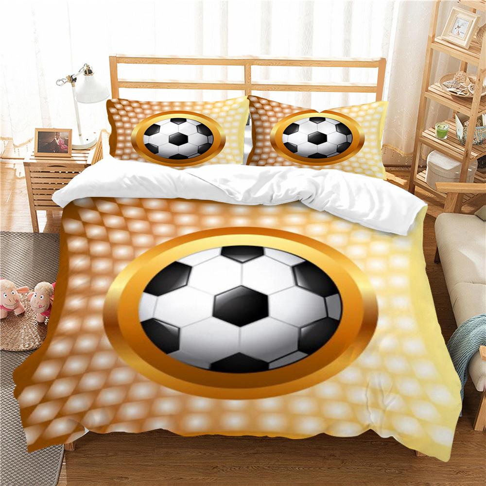 Heißer Verkauf 3D Fußball-Druck Bettbezug Set Sport Bettwäschebezug Set Mann King Size Bettanzug Luxus Bettdeckenbezug Set Atmungsaktive Bettwäschesets