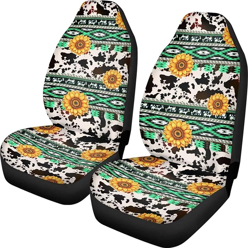 Dreaweet Navajo Print Car Seat Covers for Men Women Southwest Pattern Front Seat Protector Cover Full Set of 2pc Universal Size for Car, Truck or