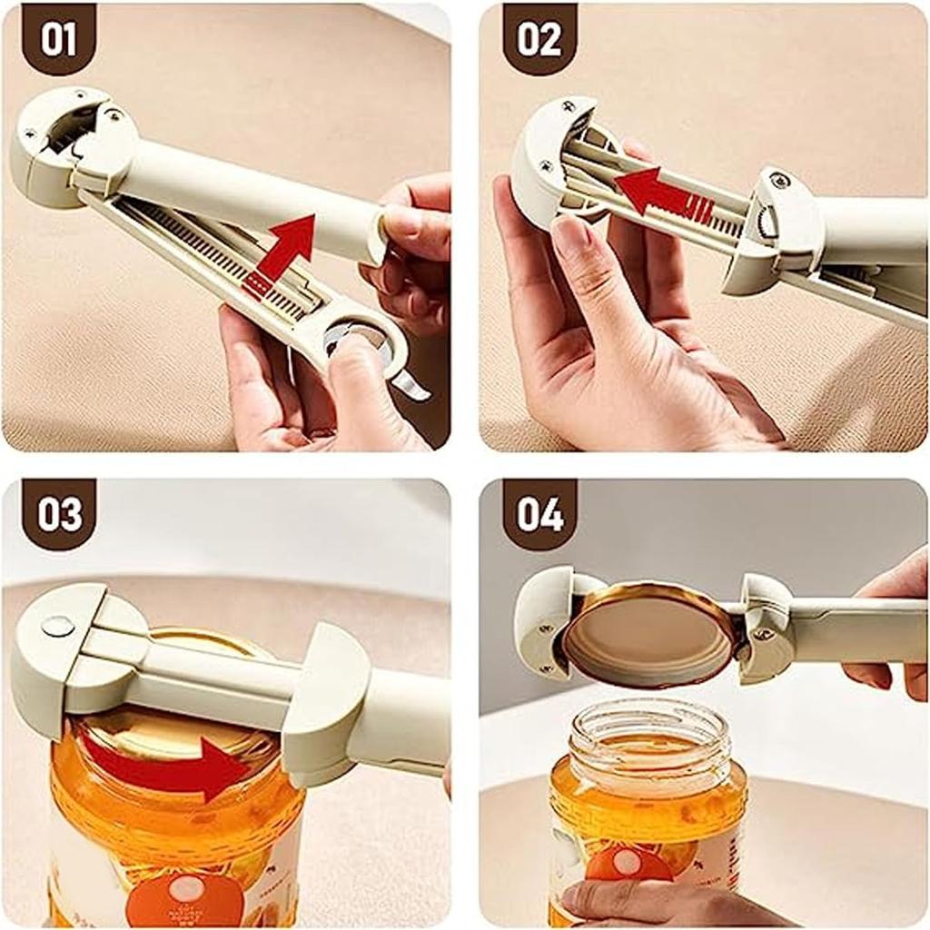 3 In 1 Retractable Jar Opener for Weak Hands, Multifunctional Magnetic Adjustable Stainless Steel Bottle Opener Can Opener Easy To Use for Children,