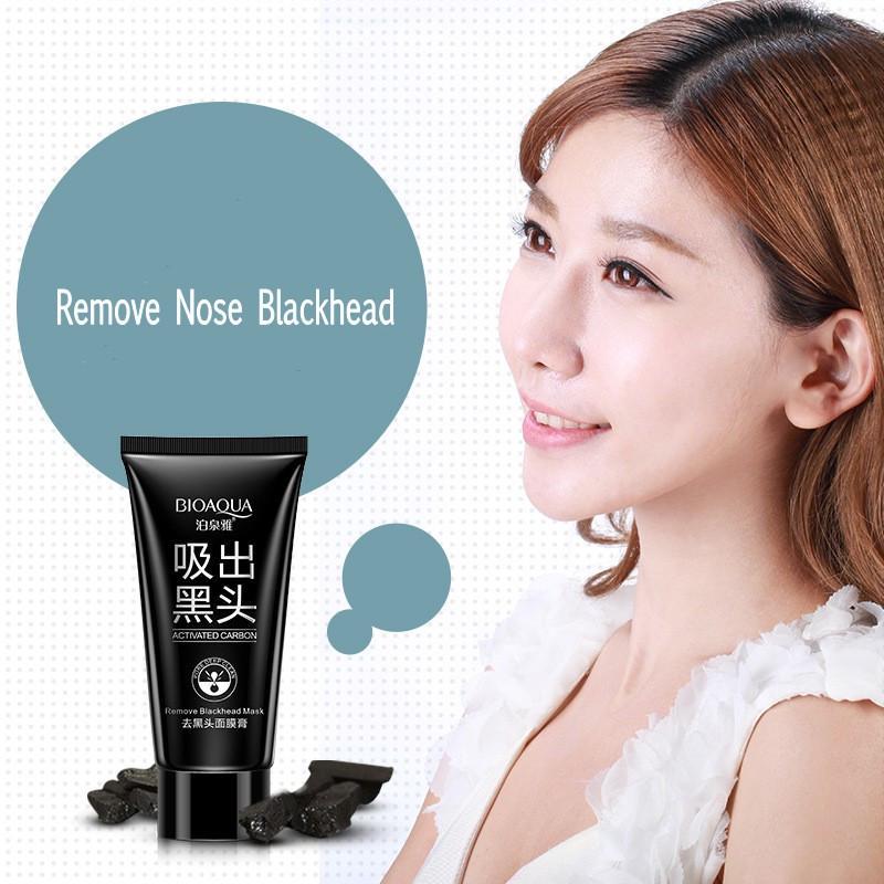 Bioaqua Black Mud Face Mask Deep Cleansing Purifying Remove Blackhead Facial Mask Strawberry Nose Acne Remover Whitening