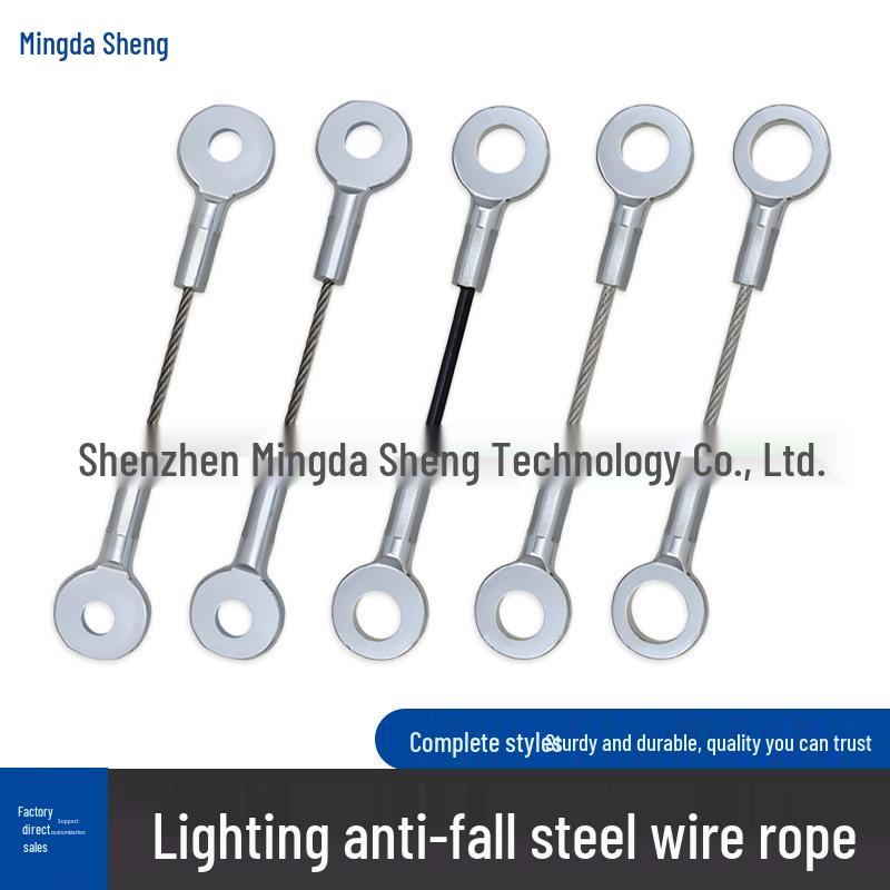 

Stainless Steel Fish Eye Anti-fall Safety Rope for Mining Lamp Crimping Terminal 0.2m Length, 3mm Thick, M8 Hole