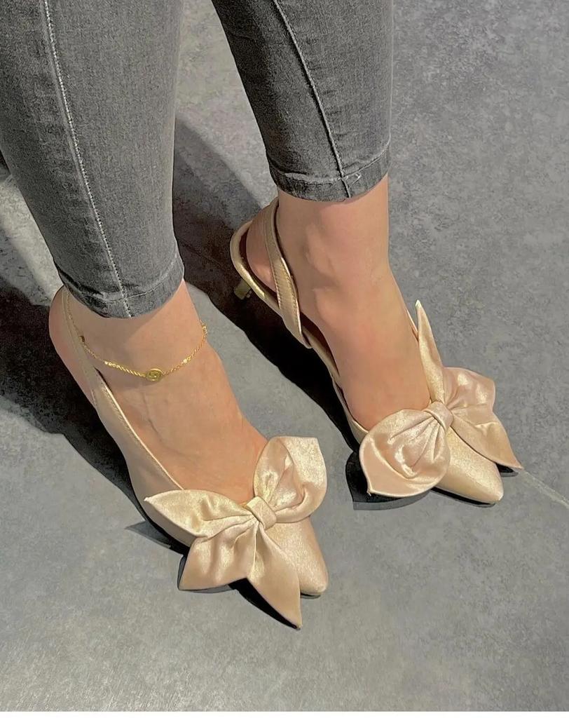 Fashion Thin High Heels Slingback Sandals Pointed Toe Slip on Mules Shoes Ladies Elegant Shallow Pumps Party Dress Pumps