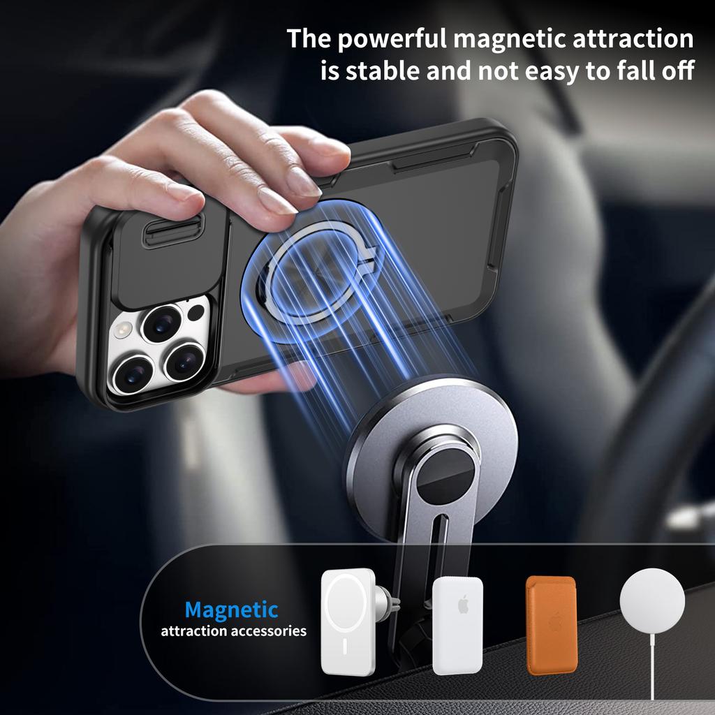 Anti-Shock Case for Iphone 17 Pro Max Iphone17 16 Plus 12 13 15 14 Pro Max Iphone16 Dual Layer Magnetic Ring Holder for Magsafe