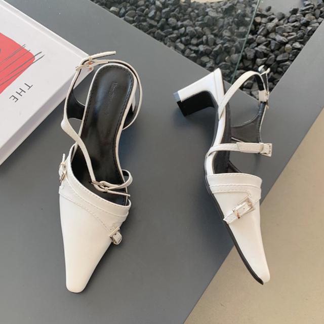 Summer Ins Designer Women Gold White Block High Heels Sandals Luxury Brand Closed Toe Slingback Sandals Wedding Prom Shoes