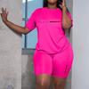 Ensemble de survêtement pour femme Casual Été Deux Pièces Ventes Chaudes Mode Qualité Col Rond Manches Courtes T-shirts de Sport Vêtements Quotidiens
