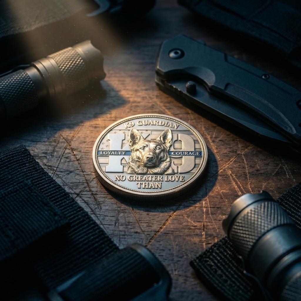 K9 Guardians Loyalty Commemorative Coin - Double-Sided Dog Challenge Coin For Enforcement, K9 Handlers & Supporters | Tribute To Courage And Devotion