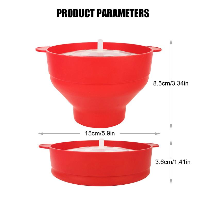 Kitchen Microwave Popcorn Bowl Bucket Silicone DIY Red Popcorn Maker with Lid Chips Fruit Dish High Quality Easy Tools