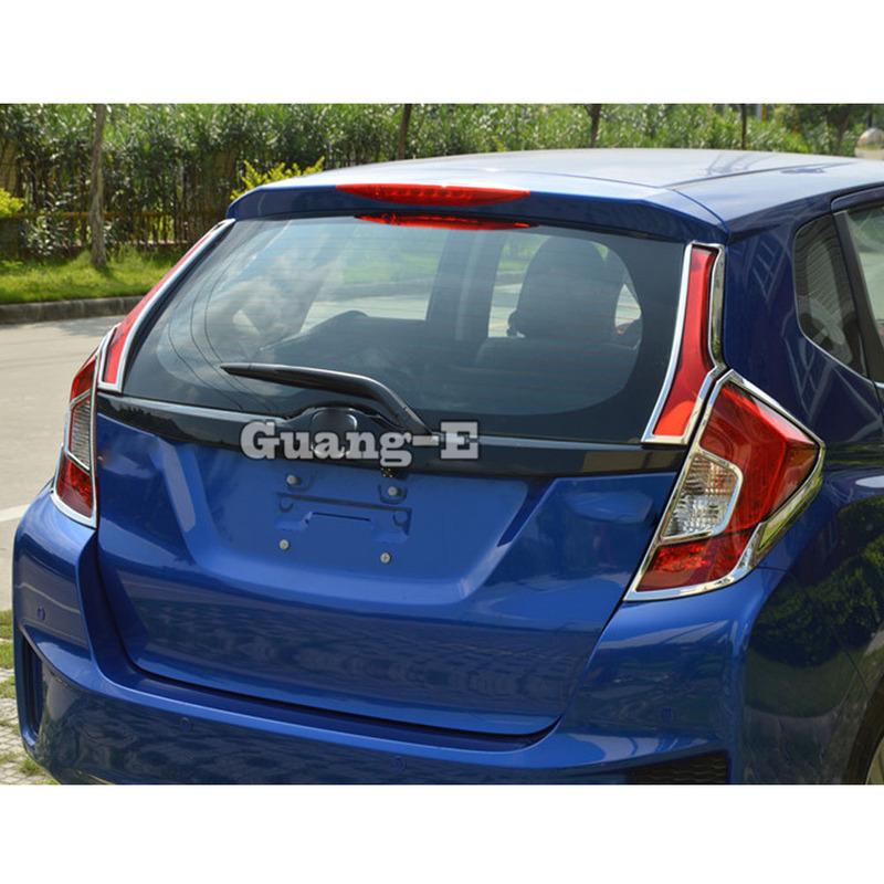 For Honda Fit Jazz 2014 2015 2016 2017 Car Rear Back Light Lamp Hood Molding Frame Stick Styling Abs Chrome Cover Trim Hoods