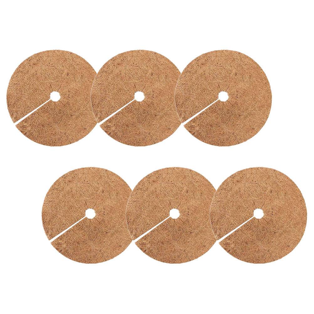 6Pcs Natural Coconut Fiber Flowerpot Liner Mat Thick Breathable Coir Mulch Ring for Plants Spider Plant Succulents Garden