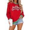 Women's Christmas Sweatshirt Casual Letter Polka Dot Color Block Pullover Top for Holiday
