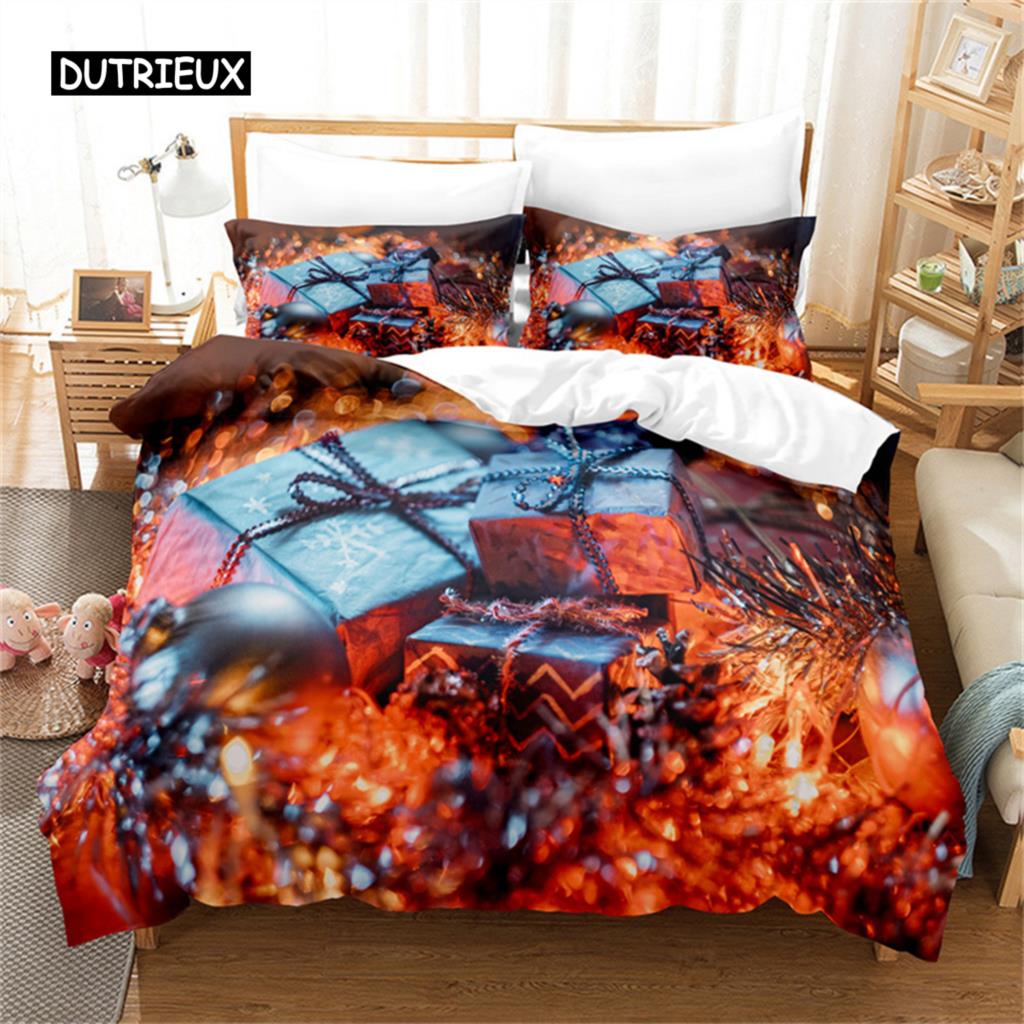 Merry Christmas Bedding Set Santa Claus Duvet Cover Quilt Cover For Boys Girls Christmas Comforter Cover Happy New Year Decor