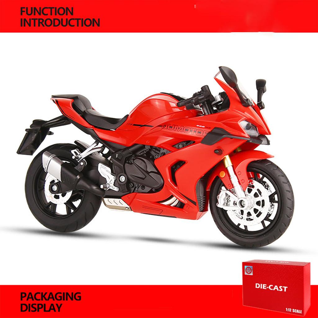 1/12 QJmotor SAI 600RS Aliaj Turnat Sub Presiune Model Motocicletă Jucărie Vehicul de Colecție Sunet și Lumină Motocicletă Off Road Jucării Mașină