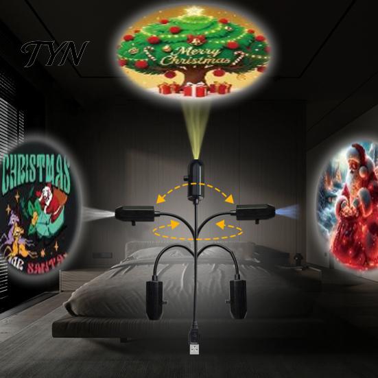 Holiday Gift for Bedroom USB Power Projector Night Light, 360 Degree Flexible Neck, Christmas LED Dynamic Projection Lamp Light Indoor Ceiling, Wall,