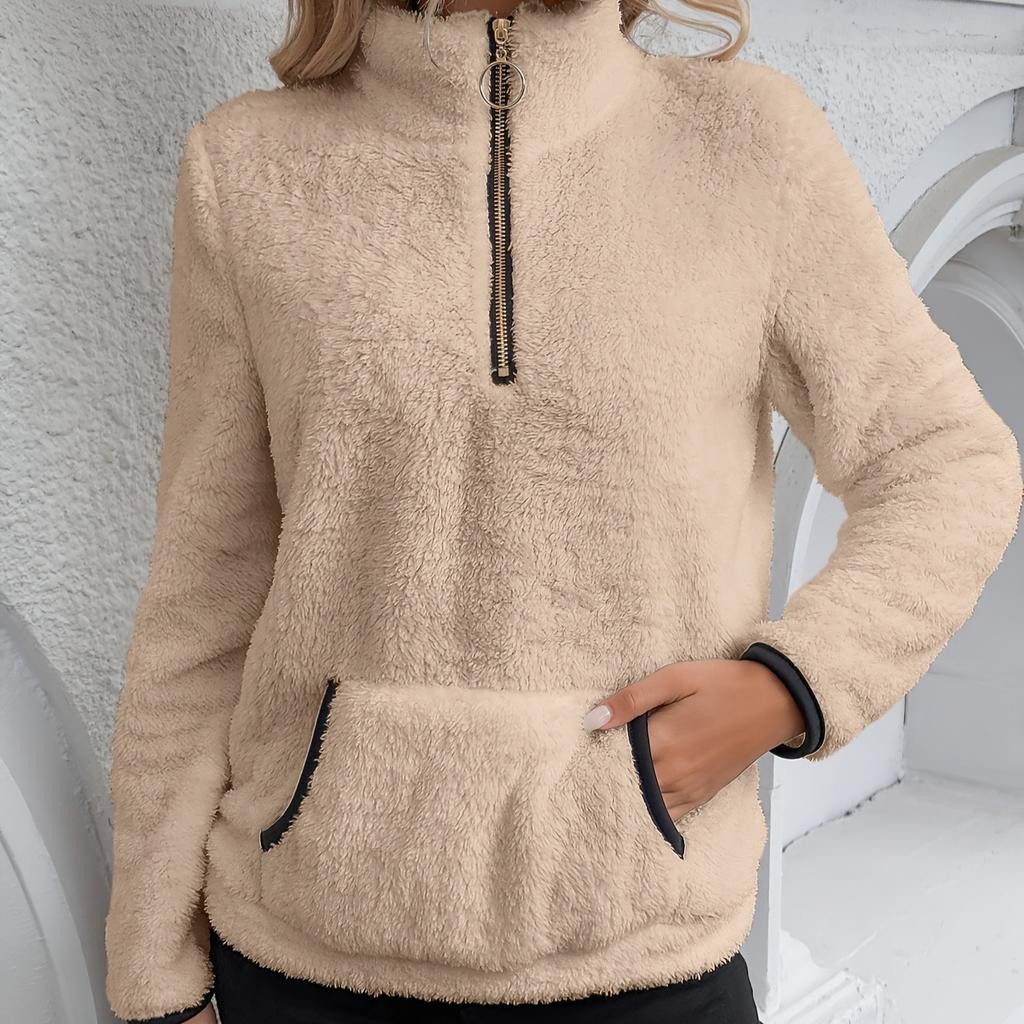 Oversized Loose Fitting Women's Autumn And Winter Pullover Round Neck Solid Color Hoodie