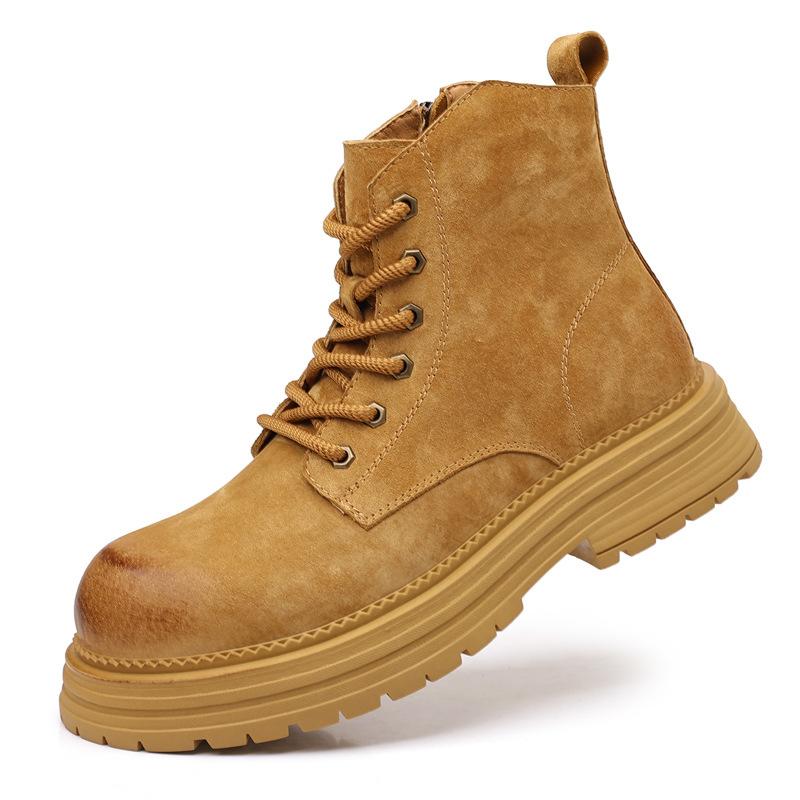 Men's boots 2026 new winter student retro thick sole big head suede fashionable motorcycle workwear boots