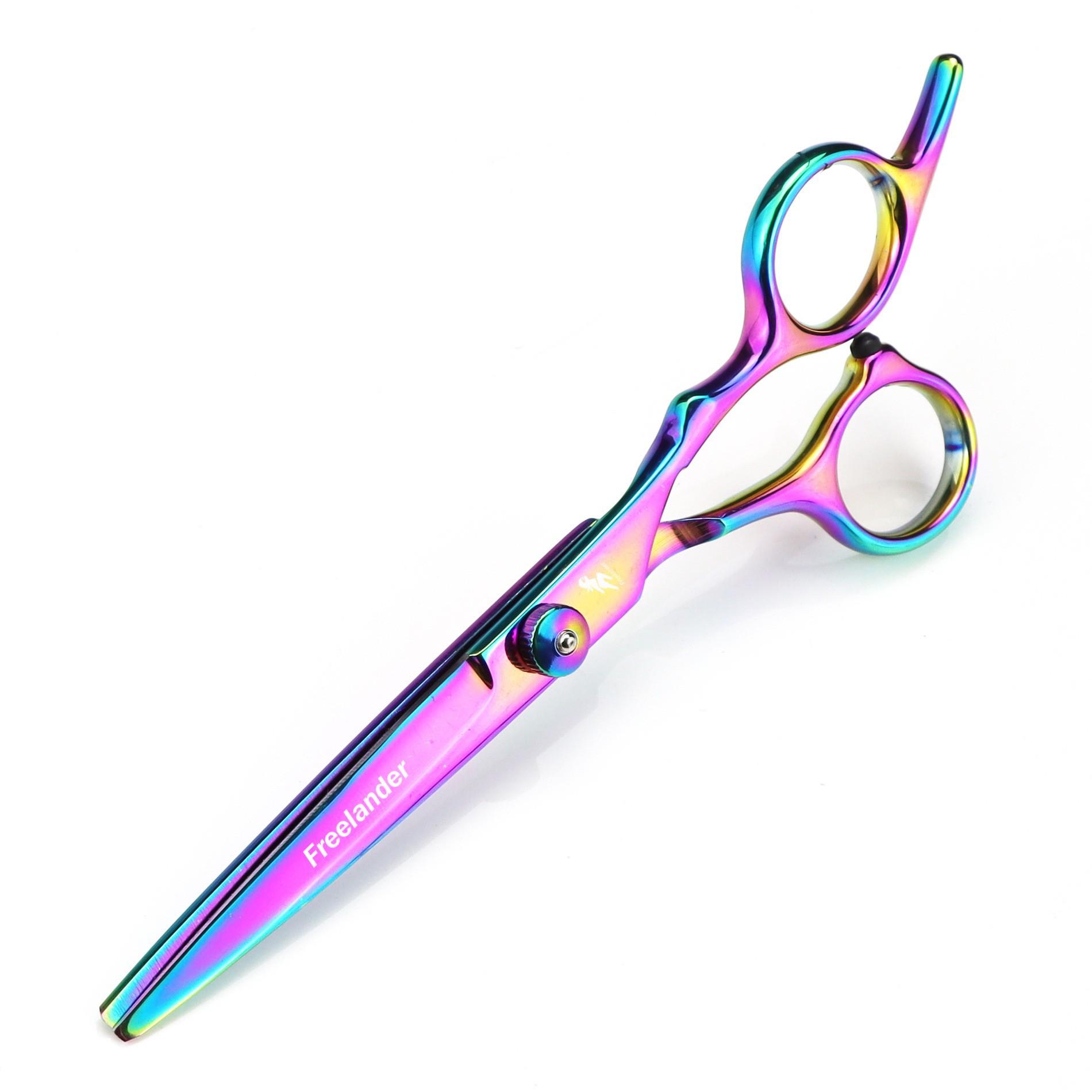 6-Inch color high-quality model, high screw, hair scissors, straight scissors, flat scissors, tooth scissors, thin scissors 6H High-quality colored straight shears