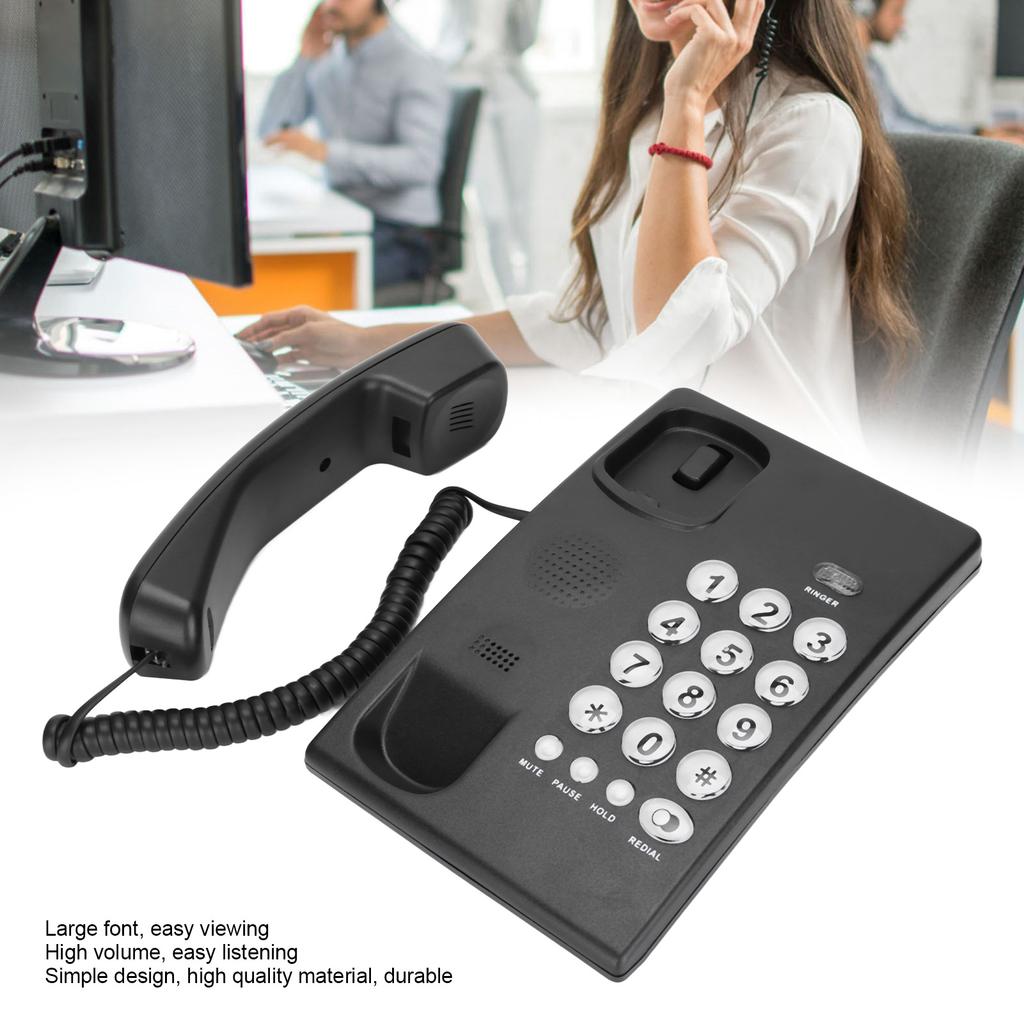 KXT504 Desktop Corded Telephone Multifunctional Large Button Landline Phone for   Hotel(Black )